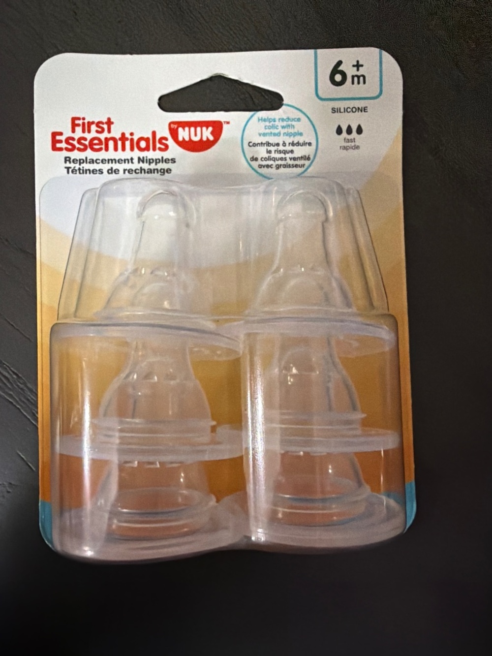 NEW NUK First Essentials Replacement Bottle Nipples 6m+ | Slow Flow | 6-Pack
